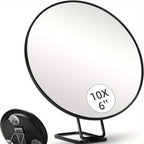 Magnifying makeup mirror 10X 20X 30X with 360° adjustable stand and suction cups, black