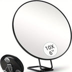 Magnifying makeup mirror 10X 20X 30X with 360° adjustable stand and suction cups, black