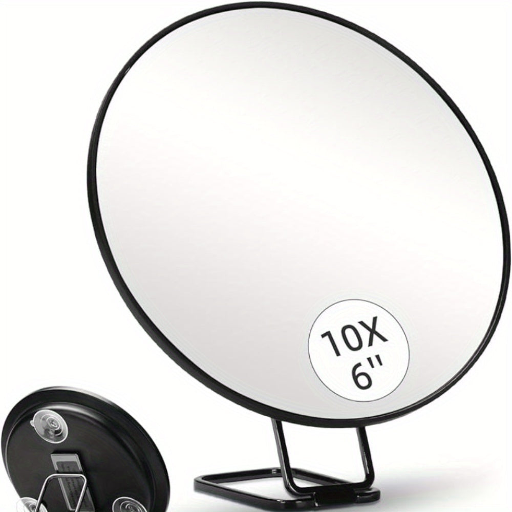 Magnifying makeup mirror 10X 20X 30X with 360° adjustable stand and suction cups, black