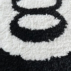 Round black 8-ball tufted rug, non-slip, indoor and outdoor use