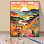 Paint by numbers kit sunset mountain landscape 40x50cm DIY acrylic canvas art