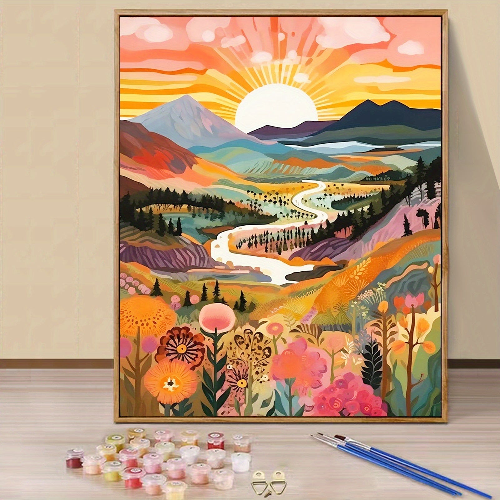 Paint by numbers kit sunset mountain landscape 40x50cm DIY acrylic canvas art