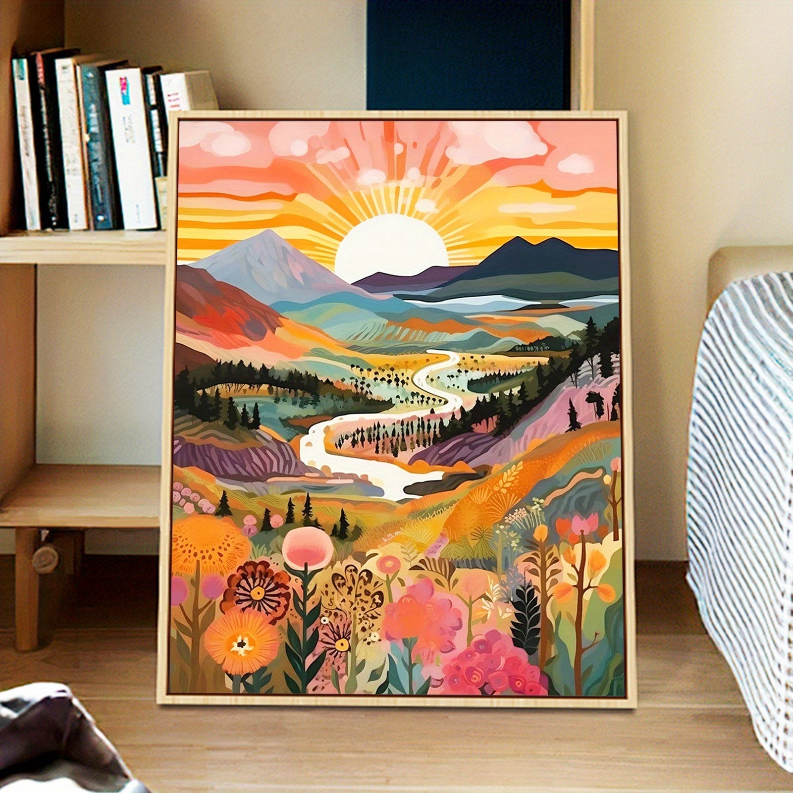 Paint by numbers kit sunset mountain landscape 40x50cm DIY acrylic canvas art