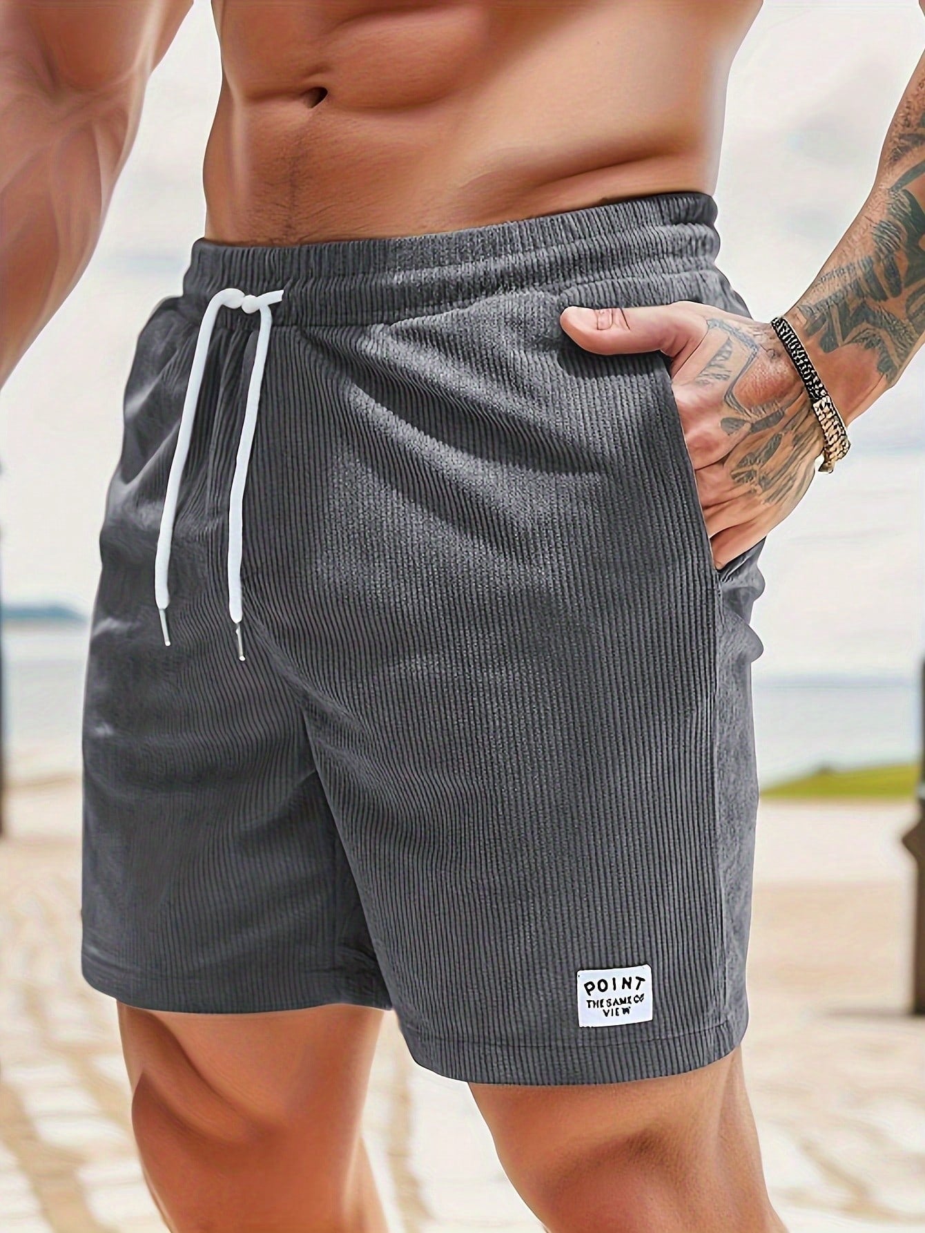 Men's casual drawstring shorts relaxed fit for summer