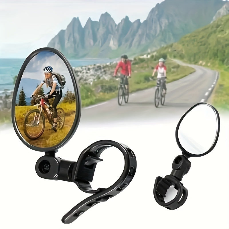 Bicycle rearview mirrors wide angle oval shape universal fit 2 pack
