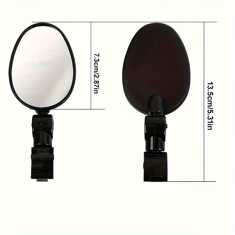 Bicycle rearview mirrors wide angle oval shape universal fit 2 pack