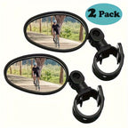 Bicycle rearview mirrors wide angle oval shape universal fit 2 pack