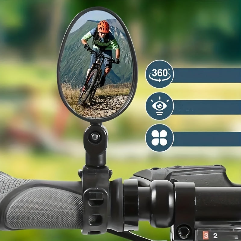 Bicycle rearview mirrors wide angle oval shape universal fit 2 pack