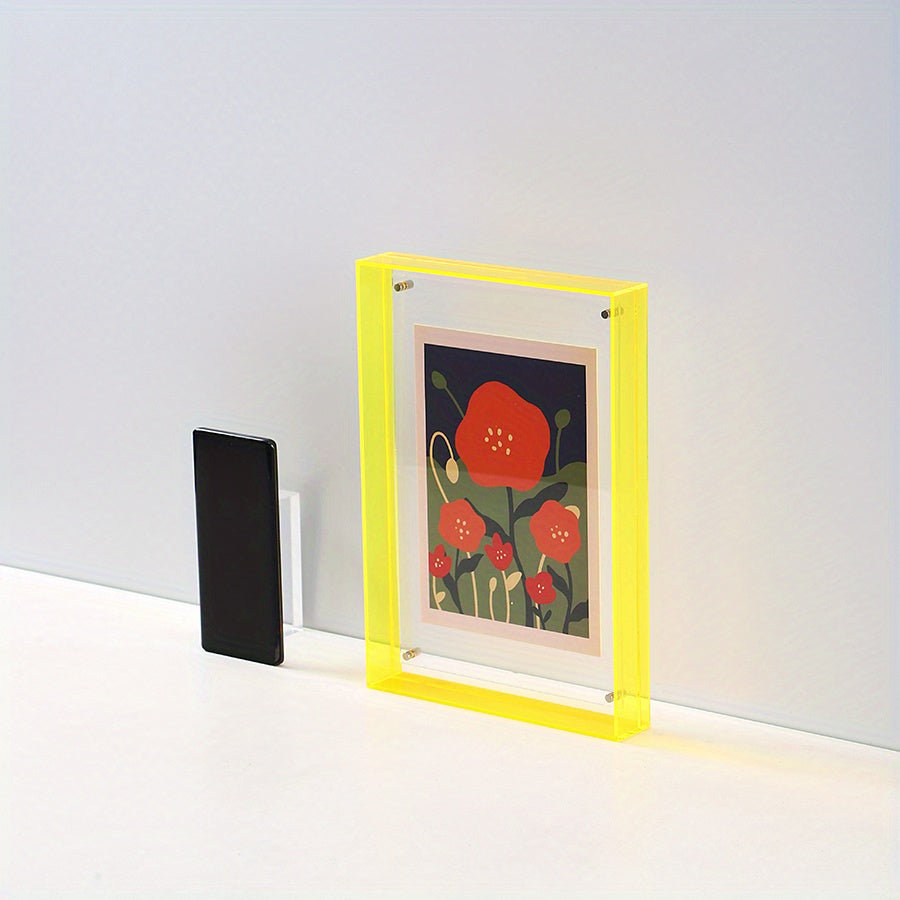 Acrylic photo frame transparent double-sided art deco vertical wall and table display