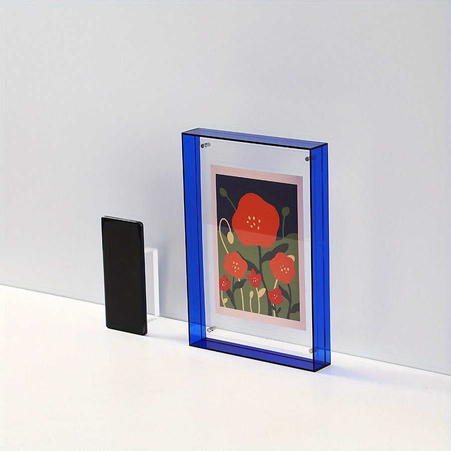 Acrylic photo frame transparent double-sided art deco vertical wall and table display