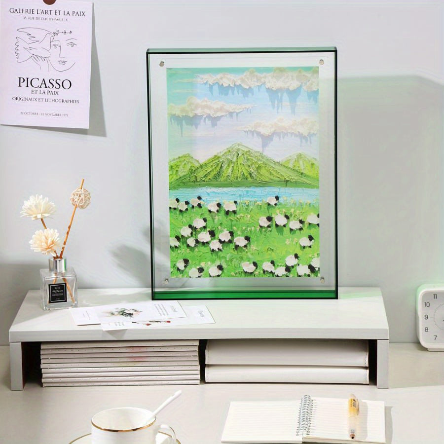Acrylic photo frame transparent double-sided art deco vertical wall and table display
