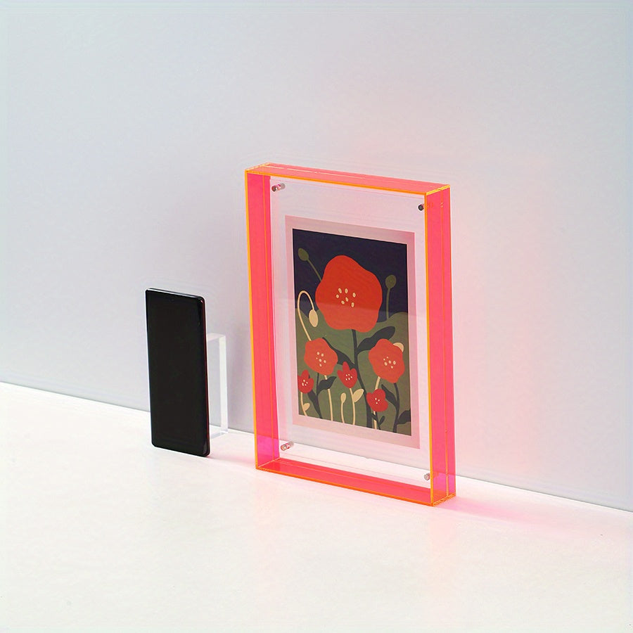 Acrylic photo frame transparent double-sided art deco vertical wall and table display