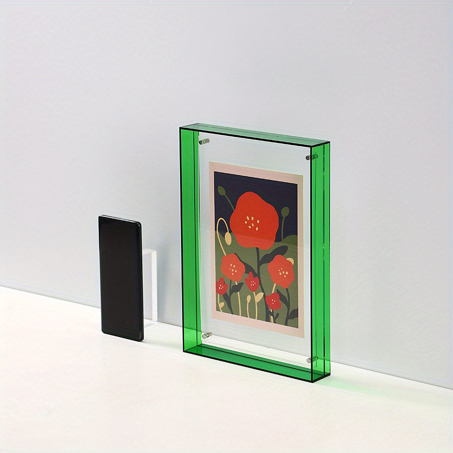 Acrylic photo frame transparent double-sided art deco vertical wall and table display