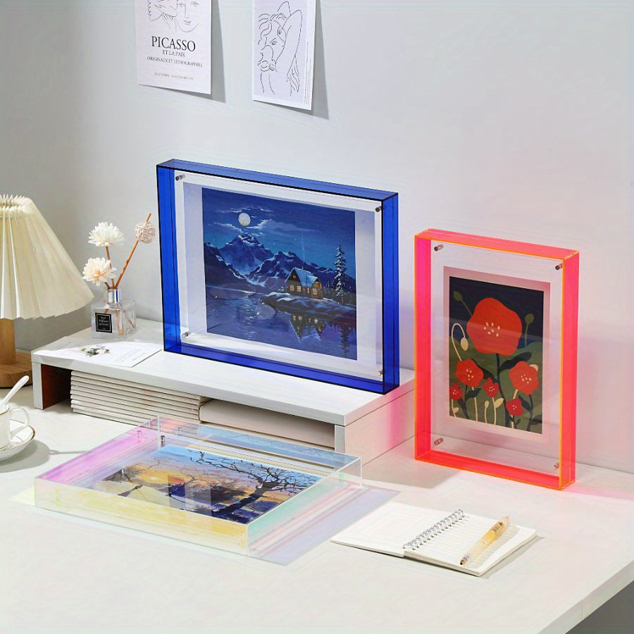 Acrylic photo frame transparent double-sided art deco vertical wall and table display