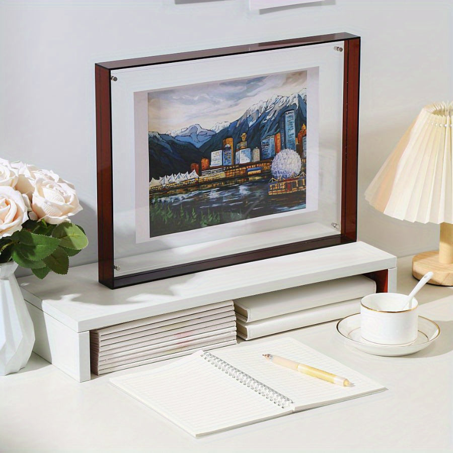 Acrylic photo frame transparent double-sided art deco vertical wall and table display