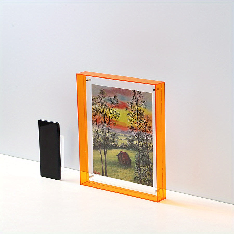 Acrylic photo frame transparent double-sided art deco vertical wall and table display