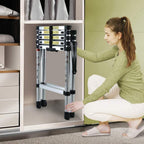 Aluminum telescopic ladder adjustable 6FT to 7FT with non-slip feet and 330lbs capacity