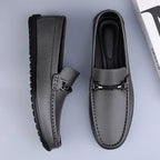 Men genuine leather loafers with metallic rope accent and cushioned insole