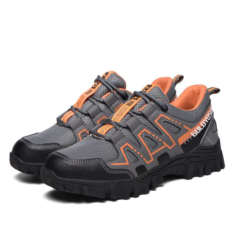Safety shoes with steel toe cap, anti-slip puncture-resistant sole, breathable mesh upper