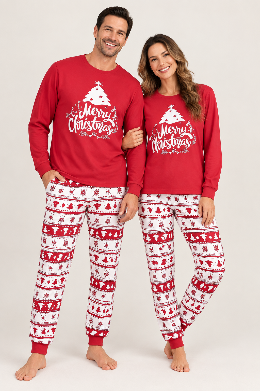 Christmas Pajamas Family Matching Sets Cotton Women Men Kids Baby