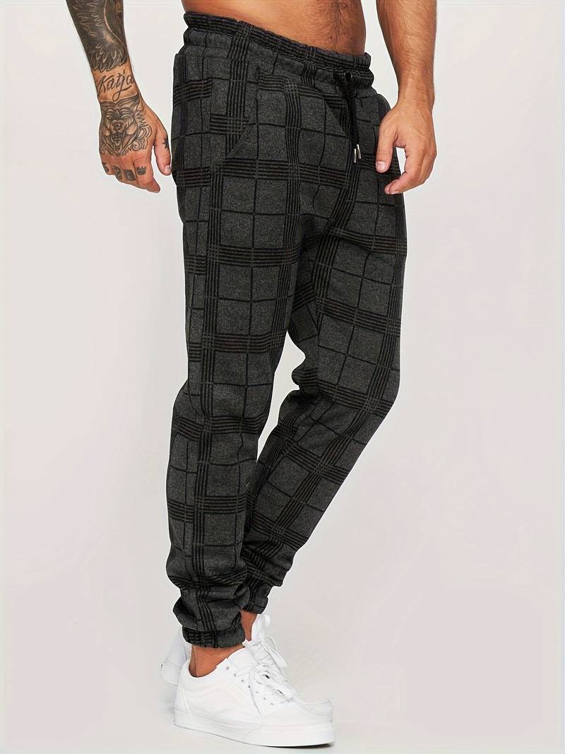 Men polyester jogger pants regular fit in grey black and white