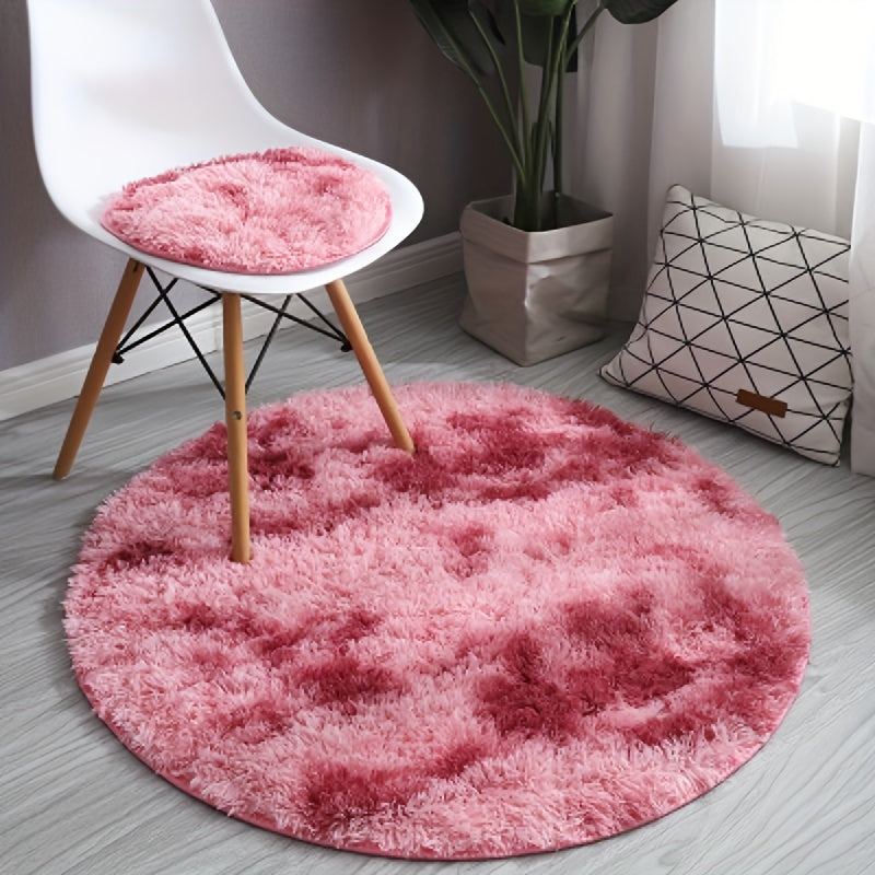Round plush rug tie-dye soft non-slip, living room bedroom yoga mat
