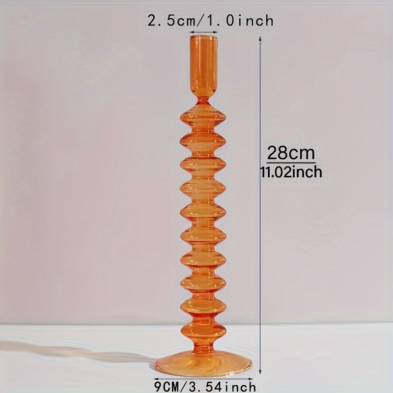 Glass candlestick set minimalist lacquered table decor for romantic dinner