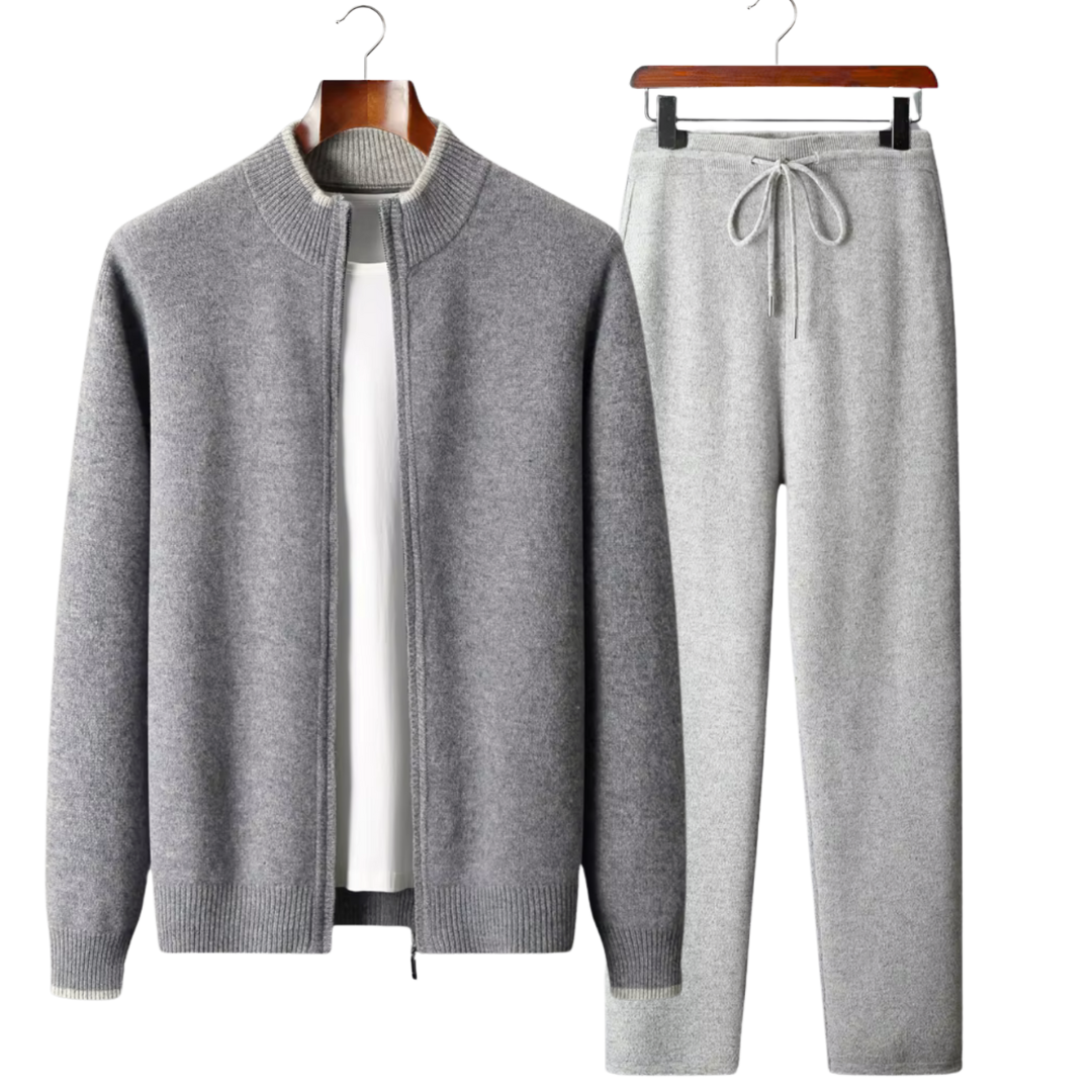 Men's Merino Wool Lounge Tracksuit | Zip Up, Two Tone