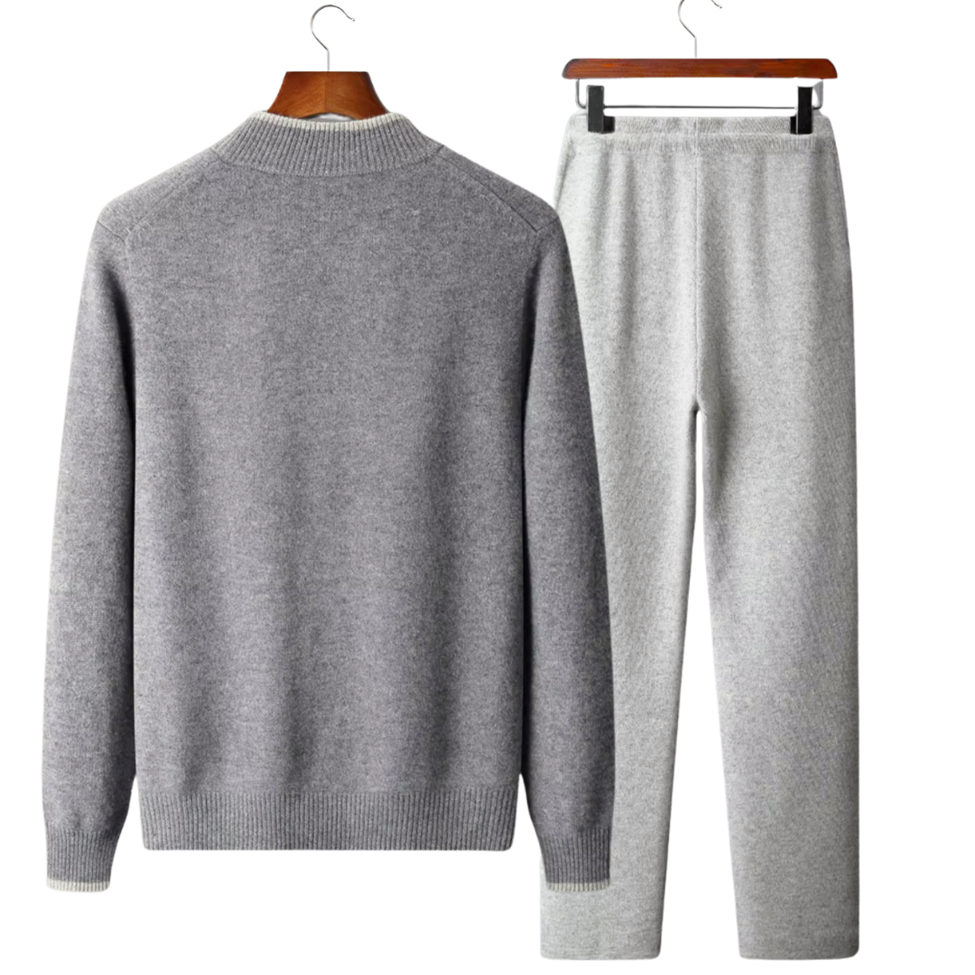 Men's Merino Wool Lounge Tracksuit | Zip Up, Two Tone
