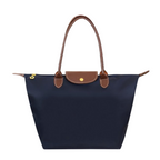 Women's leather tote bag large shoulder bag with zipper, water-resistant nylon