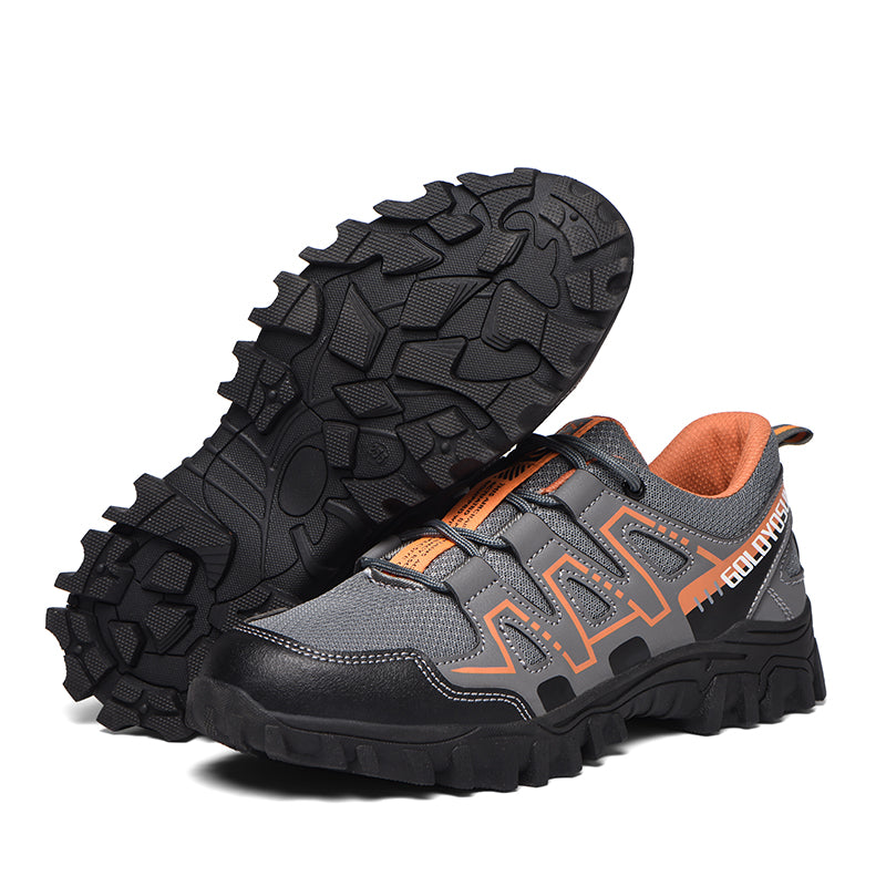 Safety shoes with steel toe cap, anti-slip puncture-resistant sole, breathable mesh upper