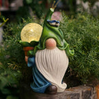 Solar garden gnomes outdoor decor warm white glow weather-resistant resin