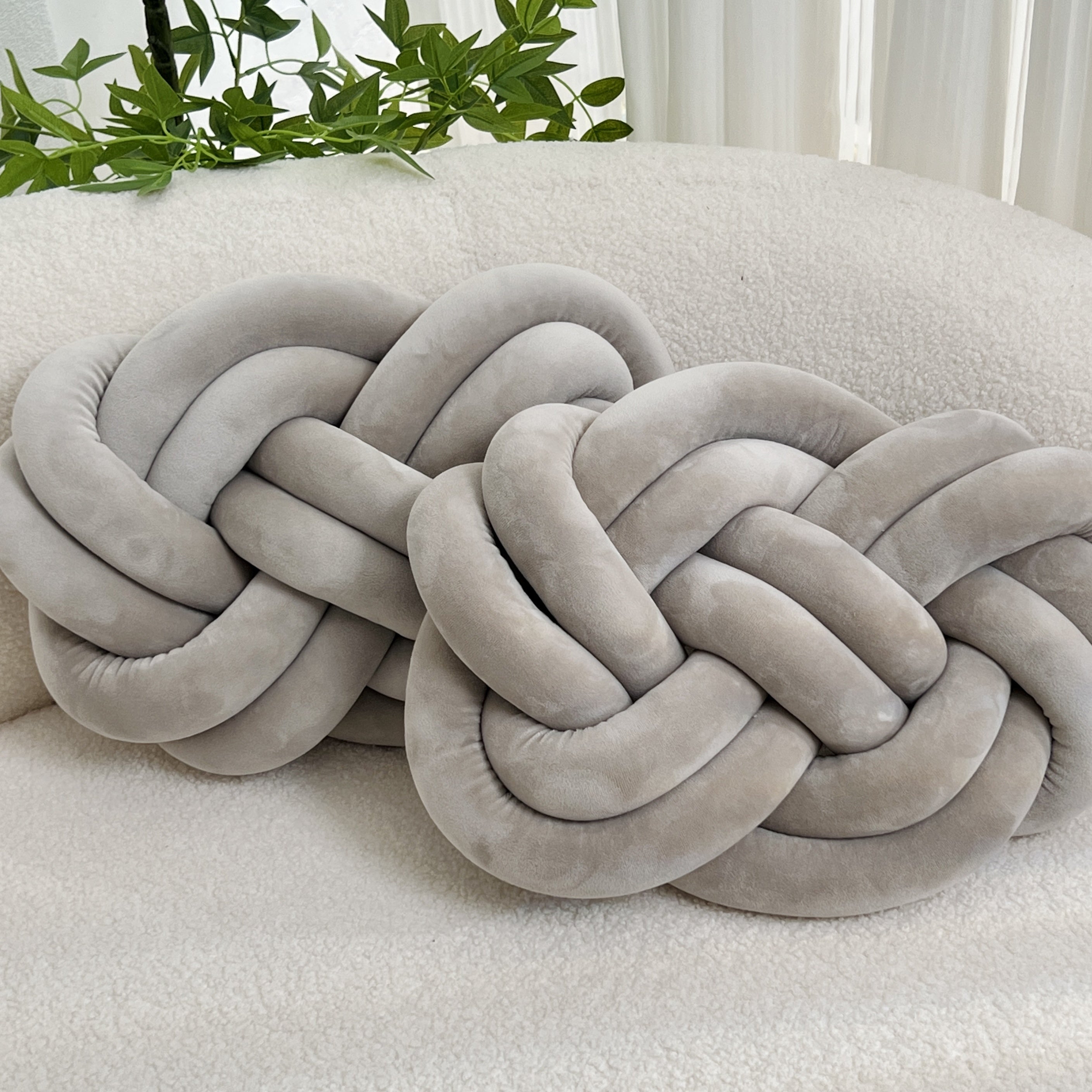 Plush button ball cushions set of 2, decorative knot design for sofa and bed