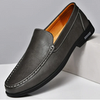 Men leather loafers slip on moccasins with cushioned insole and rubber outsole