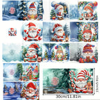 Diamond painting Christmas cards DIY set, 12 pieces, Santa Claus theme