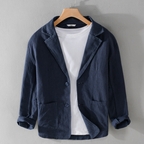 Men's linen blazer relaxed fit, breathable summer jacket