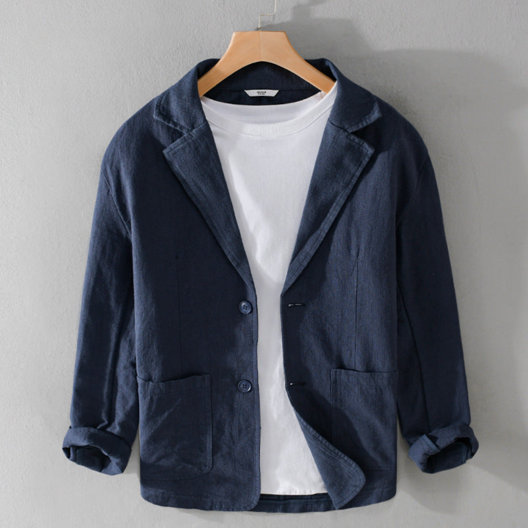 Men's linen blazer relaxed fit, breathable summer jacket