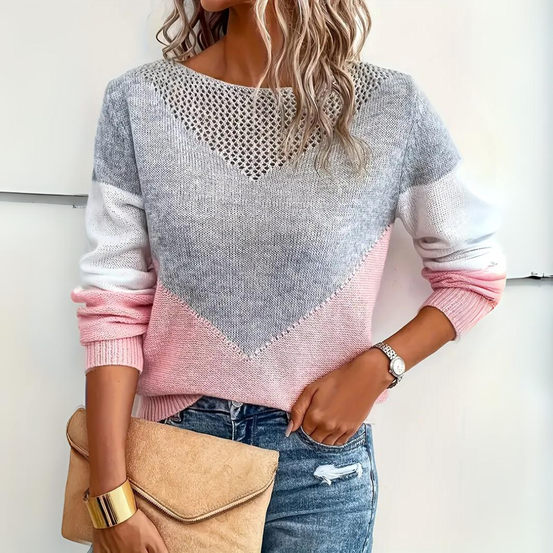 Women's relaxed fit pullover casual everyday sweater in pink, loose silhouette