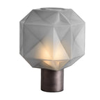 Table lamp with smoke gray glass shade, modern retro E27 1-light design