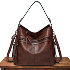 Women structured shoulder bag with magnetic flap closure and adjustable strap