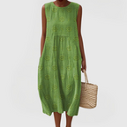 Women's sleeveless dress with tummy control, floral embroidery and hidden side pockets