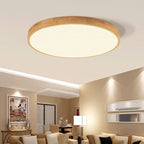 Flush mount ceiling light Nordic solid wood round LED 30CM ultra-thin