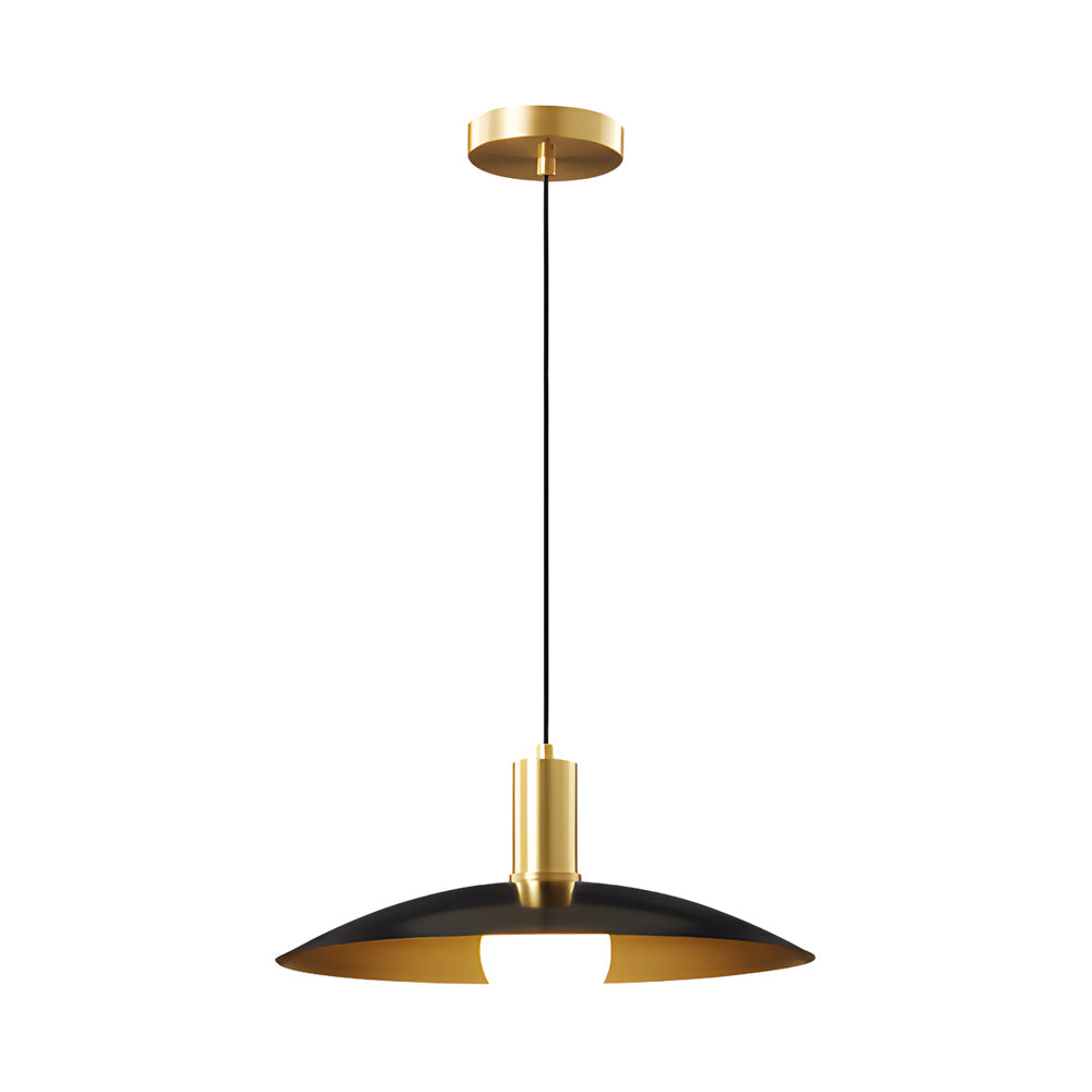 Brass pendant lamp mid-century style with white milk glass shade, 1-light E27