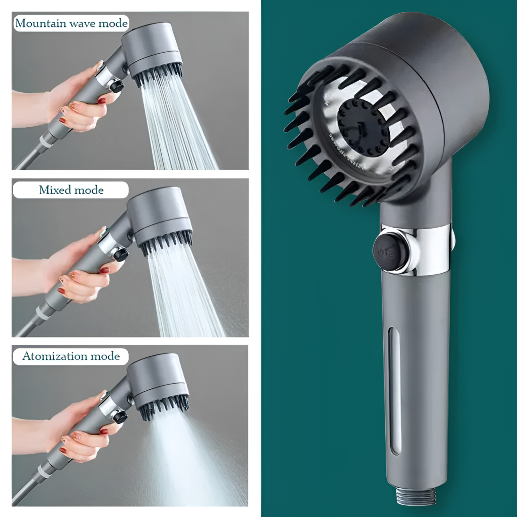 High pressure water saving shower head with chrome finish 24cm