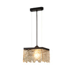 Black glass chandelier dining room, 3-step dimmable E27 ceiling light, modern design