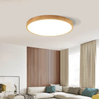 Flush mount ceiling light Nordic solid wood round LED 30CM ultra-thin