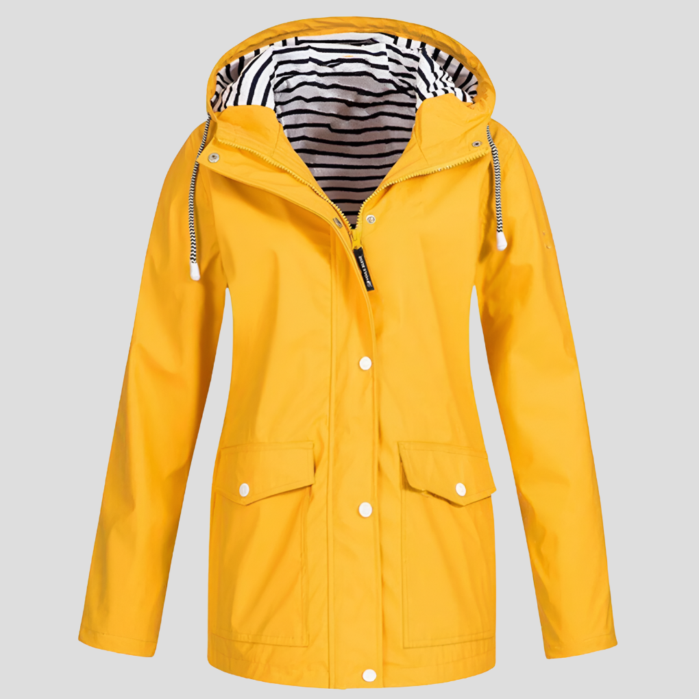 Women hooded water-resistant windproof jacket lightweight polyester