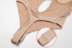 Women's deep V-neck backless body shaper with built-in bra and tummy control
