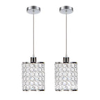 Crystal pendant chandelier set, Nordic minimalist geometric design, black and chrome, 2 pieces