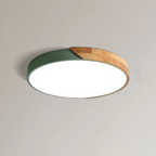 Scandinavian wood LED ceiling light, round modern indoor flush mount